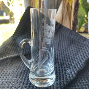 1970s Vintage & Retired Cordial Aperitif Double Shot Floral Etched Glass